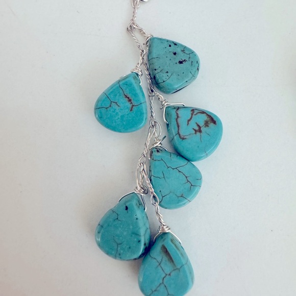 Turquoise cluster Boho  Earrings - Picture 2 of 4